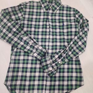 Polo Ralph Lauren Blue and Green Plaid Dress Shirt